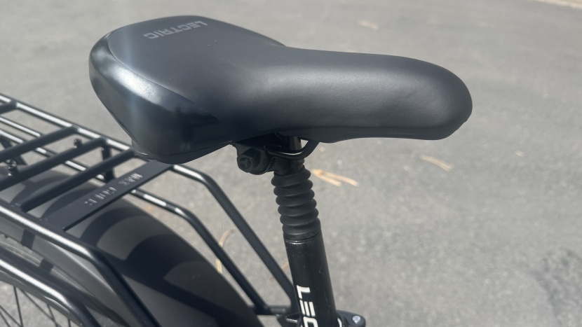 a suspension seatpost adds some comfort to the otherwise rigid rear...