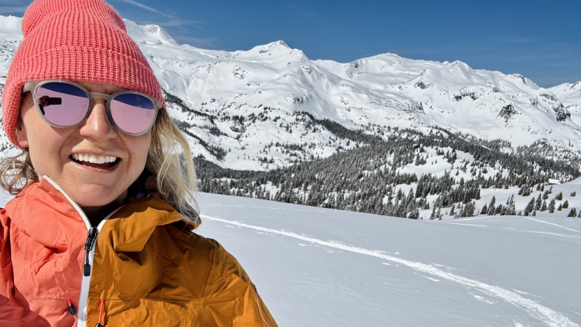 testing sunglasses in the bright and sunny alpine of colorado.