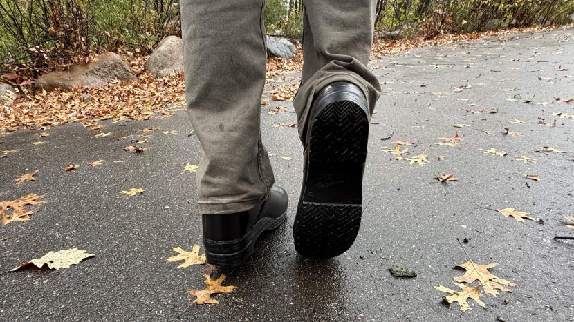 the slip resistant sole helps with wet environments.