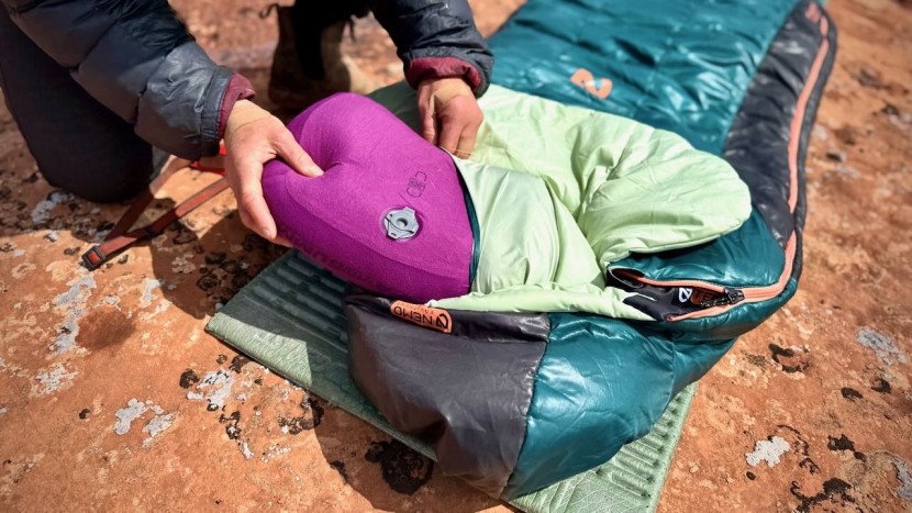 the pillow sleeve is too tight for our favorite backpacking pillow.