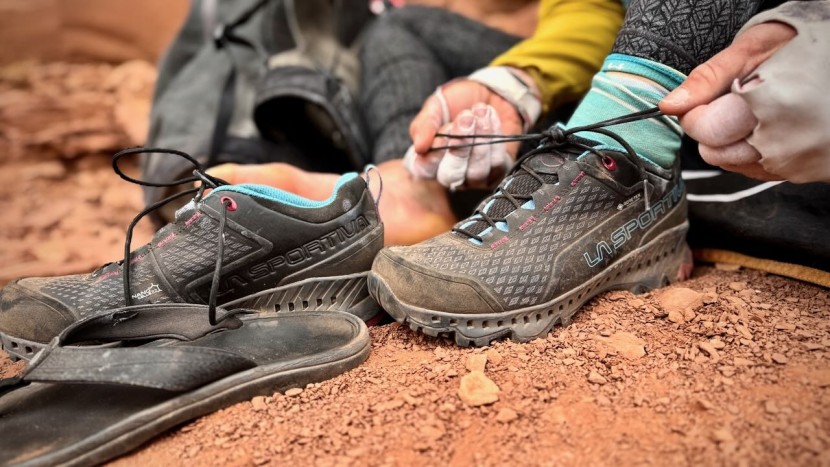 la sportiva spire gtx for women - the lacing system effectively holds the ankle in position while the...