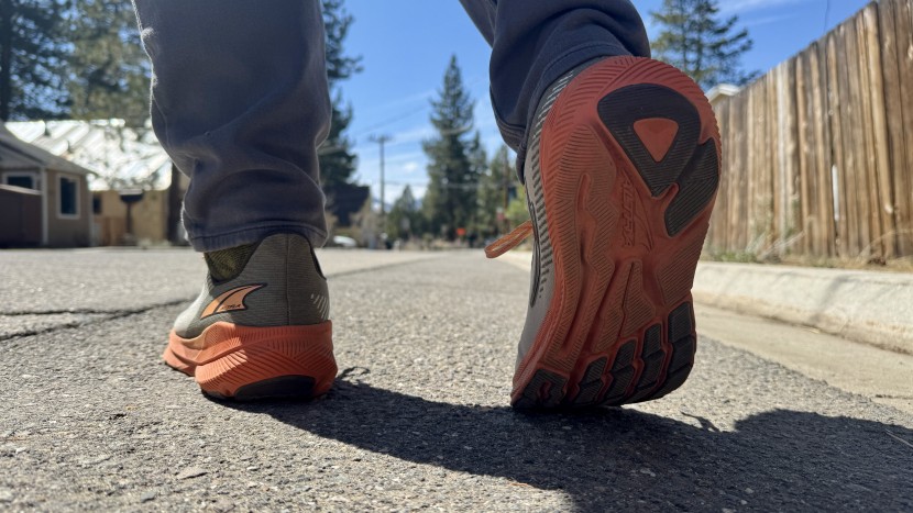 altra experience flow - the tread grips well and doesn't pick up debris.