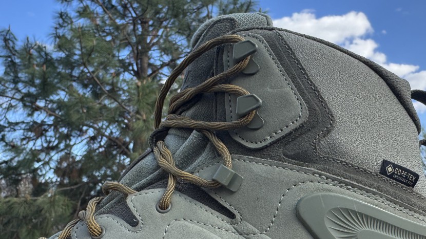 hoka kaha 3 gtx - the tall ankle height with three well-spaced lace hooks lets us lock...