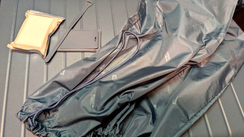 the away's scuff-removal sponge, classy name tag, and dirty clothes...