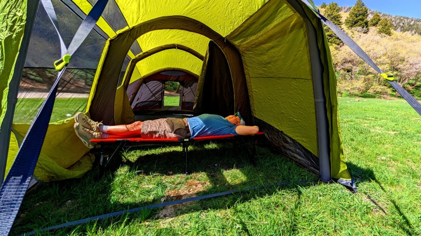 camping cot - checking out the rei co-op campwell's durability. this tester weighs...