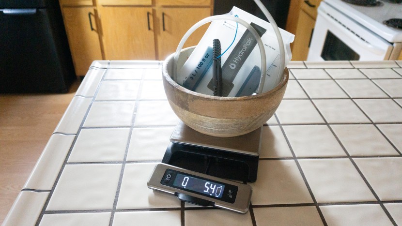 hydration bladder - the scale doesn't lie, the hydrapak contour is among our lightest...