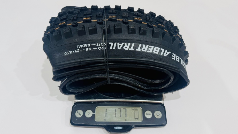 schwalbe albert radial trail pro - 1177 grams feels like a perfectly acceptable weight for a trail...