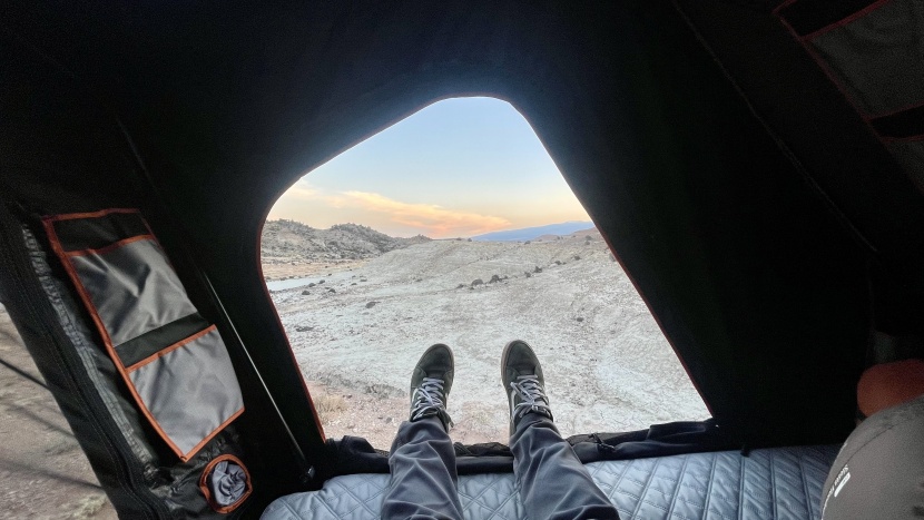 rooftop tent - wedge or "clamshell" models offer the tallest interior high point of...