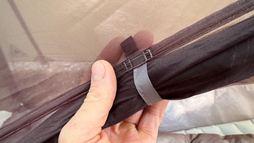 both the external fly and internal mesh can be rolled up and secured...