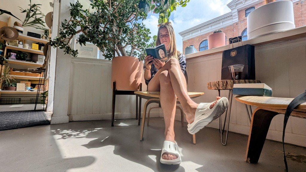 hoka ora recovery slide 3 - "pressure pushing down on me, pushing down on you." why not take a...