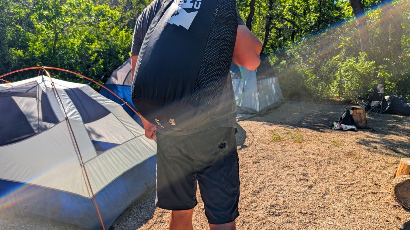 the hunkerdown in its stuff sack and its mesh storage bag.