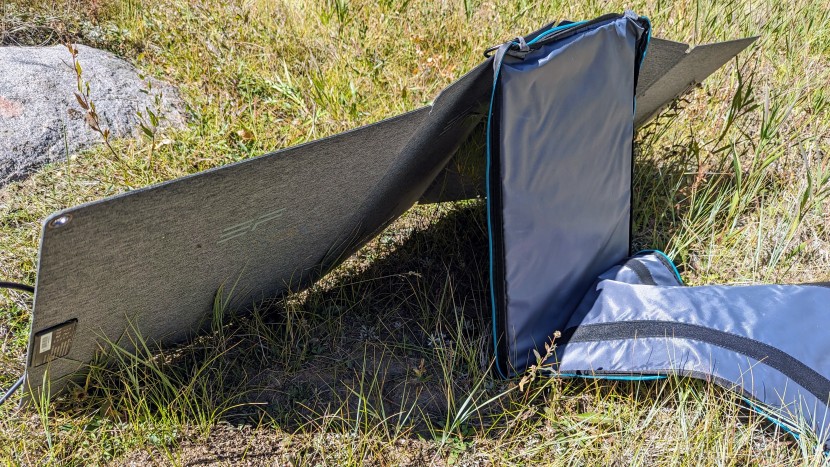 solar power station - the ecoflow 110's carrying case doubles as a stand to angle the panel.