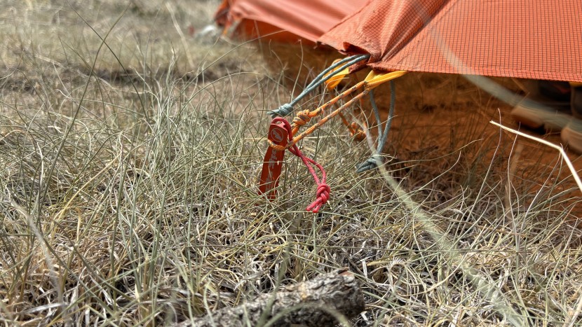 big agnes copper spur ul2 - the stakes are lightweight, but the tiny notch makes it easy for guy...