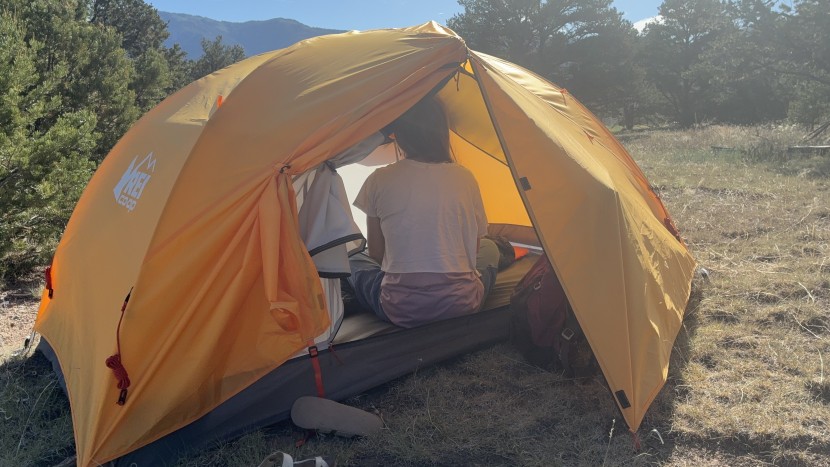 rei co-op trail hut 2 - the trail hut is a two-person tent, but it's a tight fit.