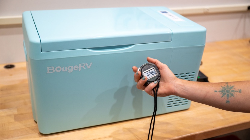 powered cooler - we measured the time it took each cooler to reach 35°f while half...