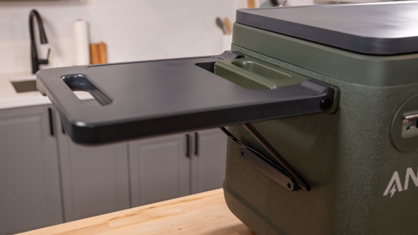 powered cooler - the anker everfrost 40's handle doubles as a cutting board.