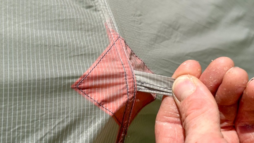 the tarp body itself has two additional guyout points (guylines...