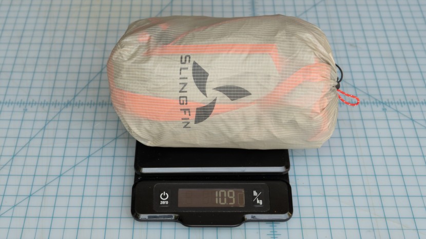 the slingfin splitwing ul tarp comes in at a very impressive 10.9 oz...