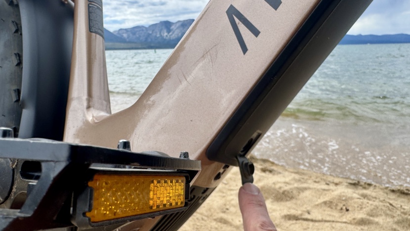 aventon aventure.3 - this isn't the easiest charge port to access; removing the charger...