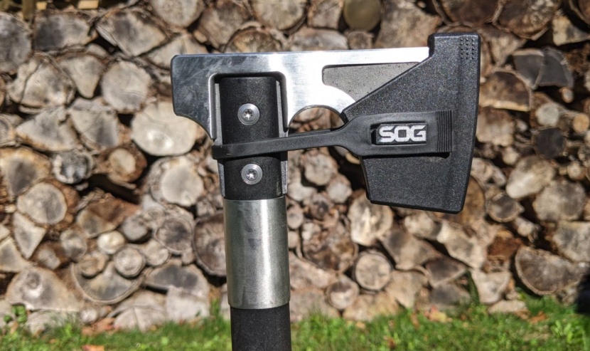 axe - up close with the sog axe and its sheath.
