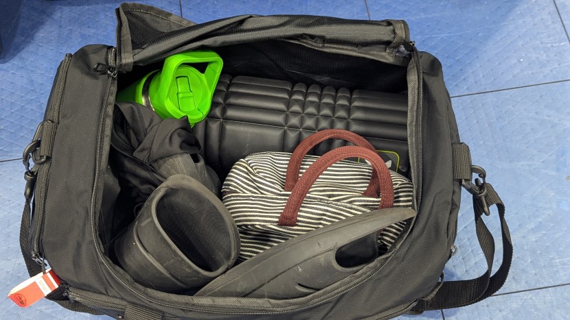 adidas defender small - the small defender duffel is deceptive; we easily fit a foam roller...