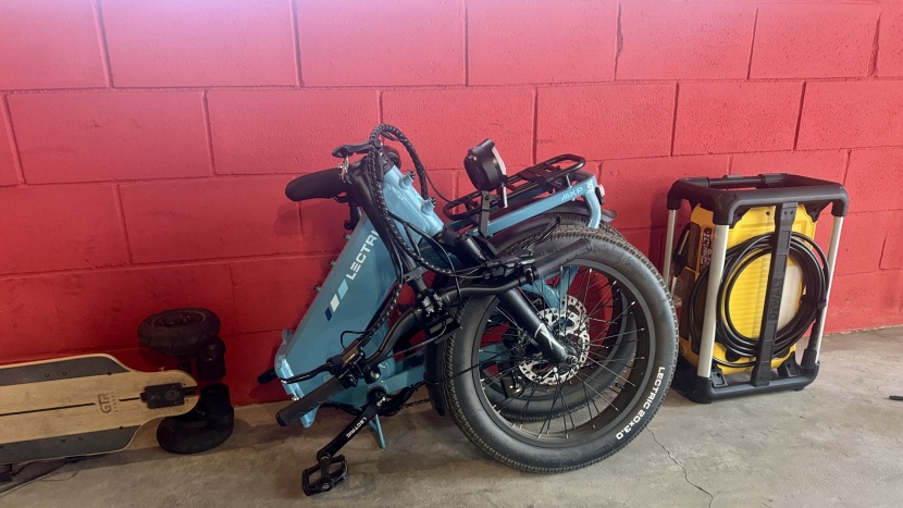 lectric xp4 750 - if you have limited storage space, folding the xp4 in half takes...