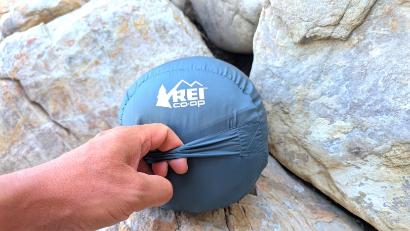 the hunkerdown in its stuff sack and its mesh storage bag.