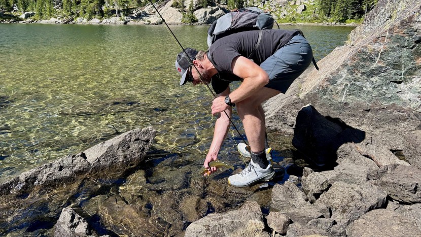 hiking shoes - when you hike into a mountain lake to fly fish and have no intention...