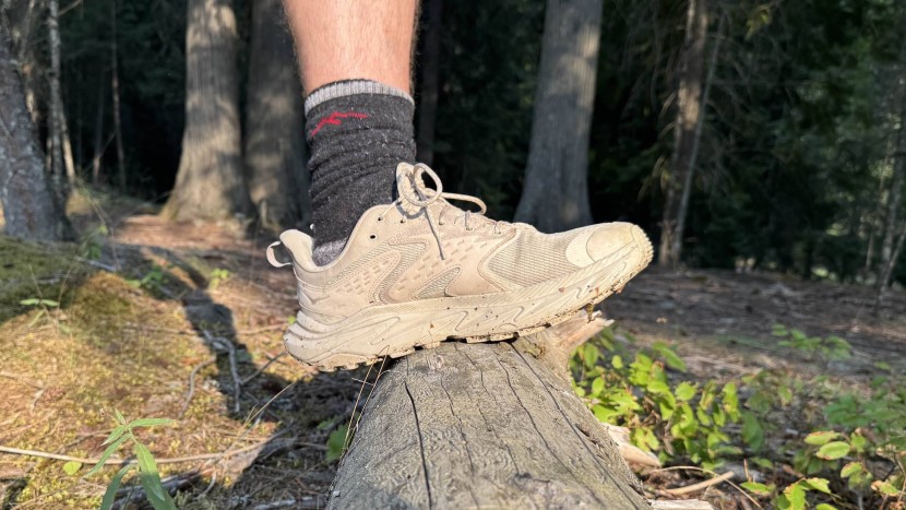 hiking shoes men - the thick midsole in the hoka anacapa 2 creates a cushy ride that...