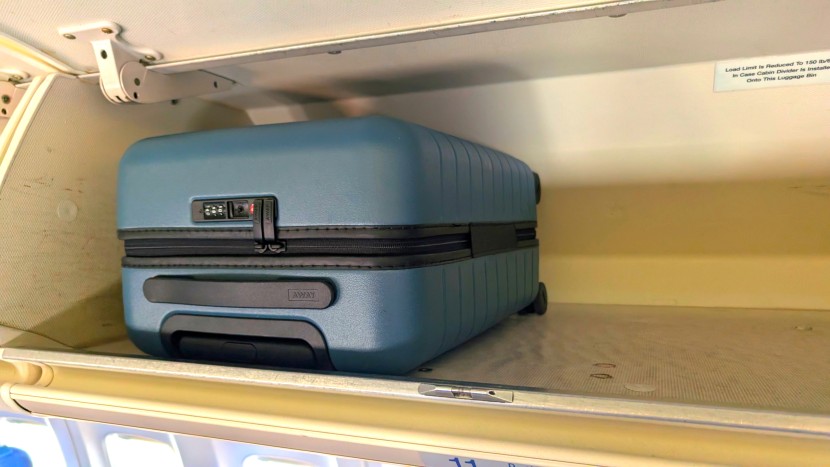 away the carry-on - the away is under 22 inches tall, so it meets the length requirement...