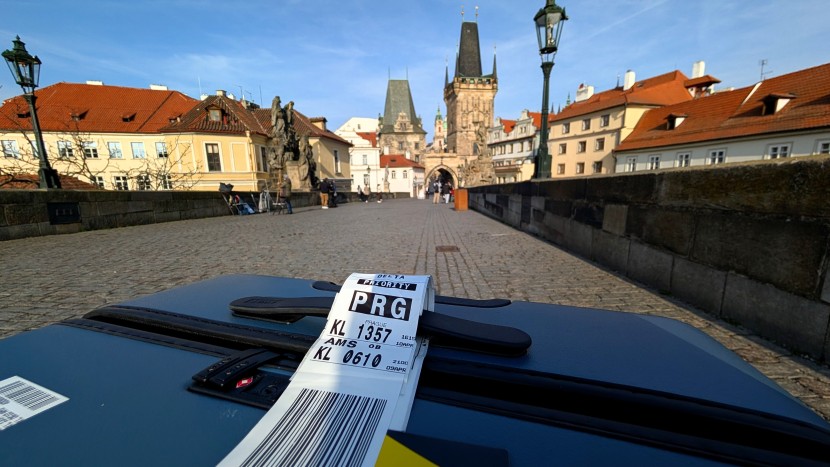 away the large - glamour shot on prague's charles bridge.