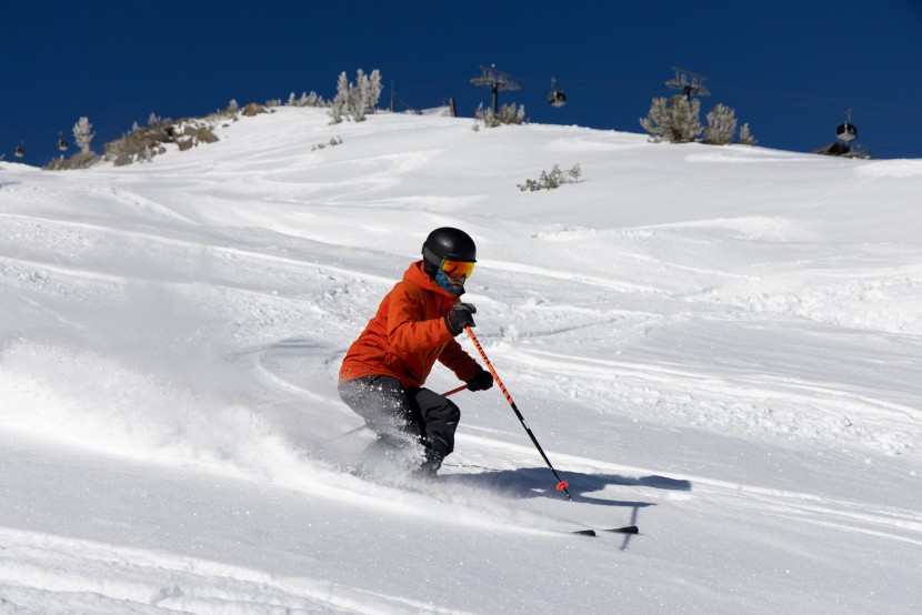 although the very tips stayed on the surface, the rest of the ski...