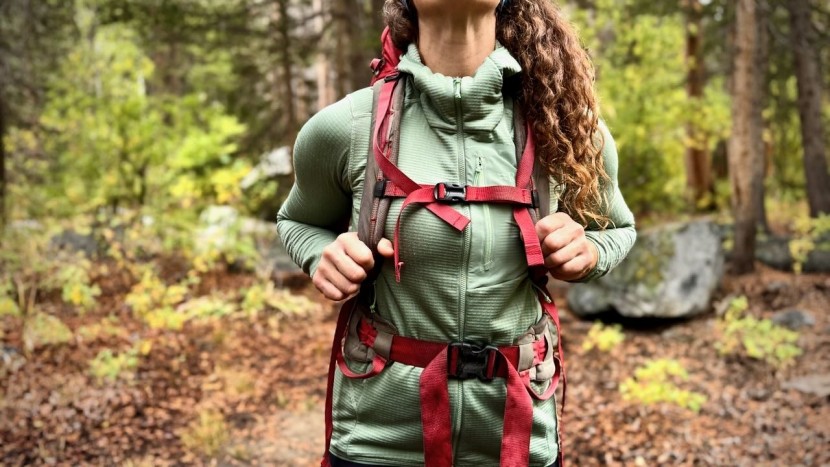 the rab ascendor hoody is easy to layer beneath a climbing harness...