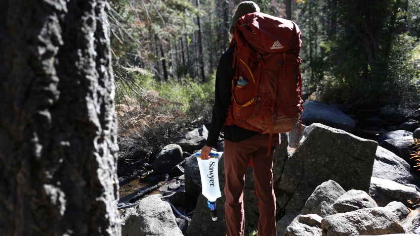 the larger bag means less trips from camp to the stream.