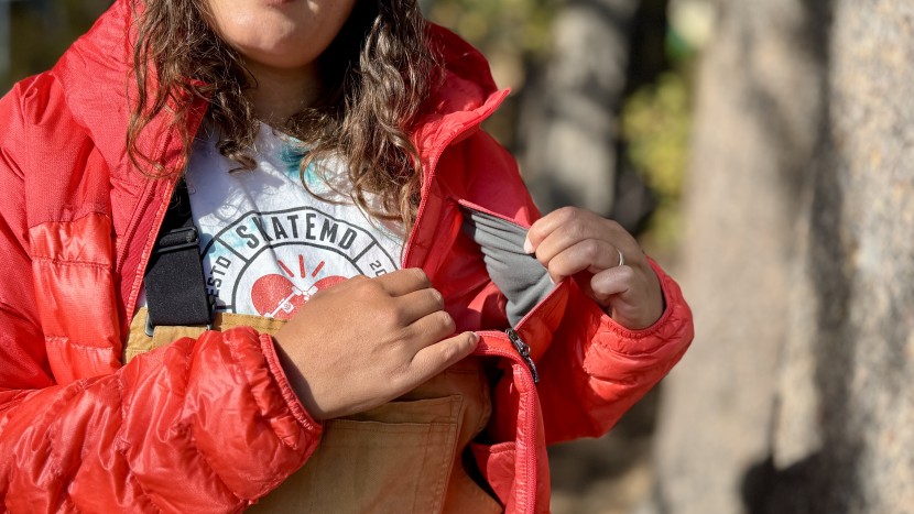 outdoor research helium down for women - the external chest pocket and the two waist pockets are lined with...