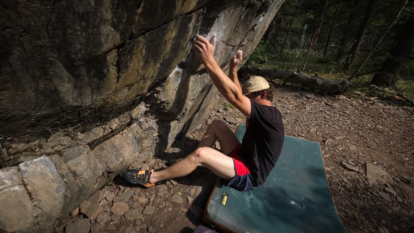 climbing shoes - if you need to pull into the wall and stand up from a sit start, a...