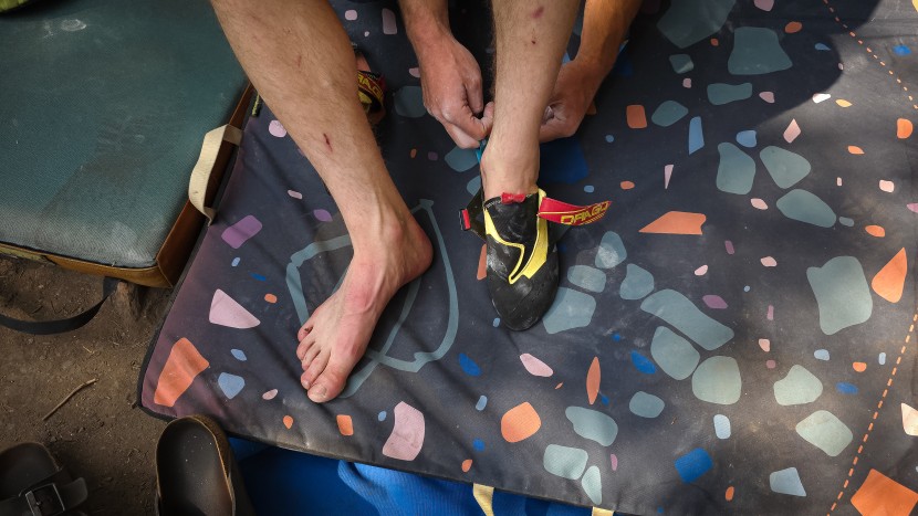 climbing shoes - you'll notice that our lead tester's naked foot looks very different...