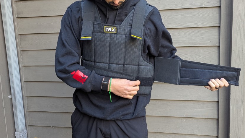 even though it goes on overhead, the trx is easy to put on and adjust.