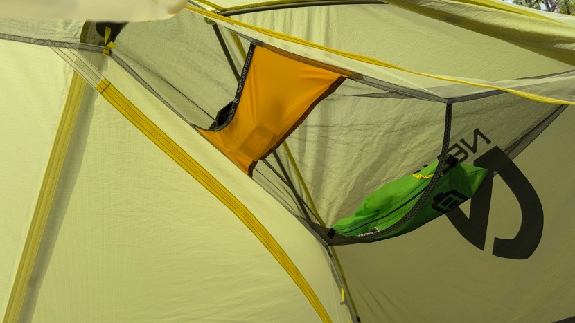 the two sleeve pockets are found near the head of the tent. we did...