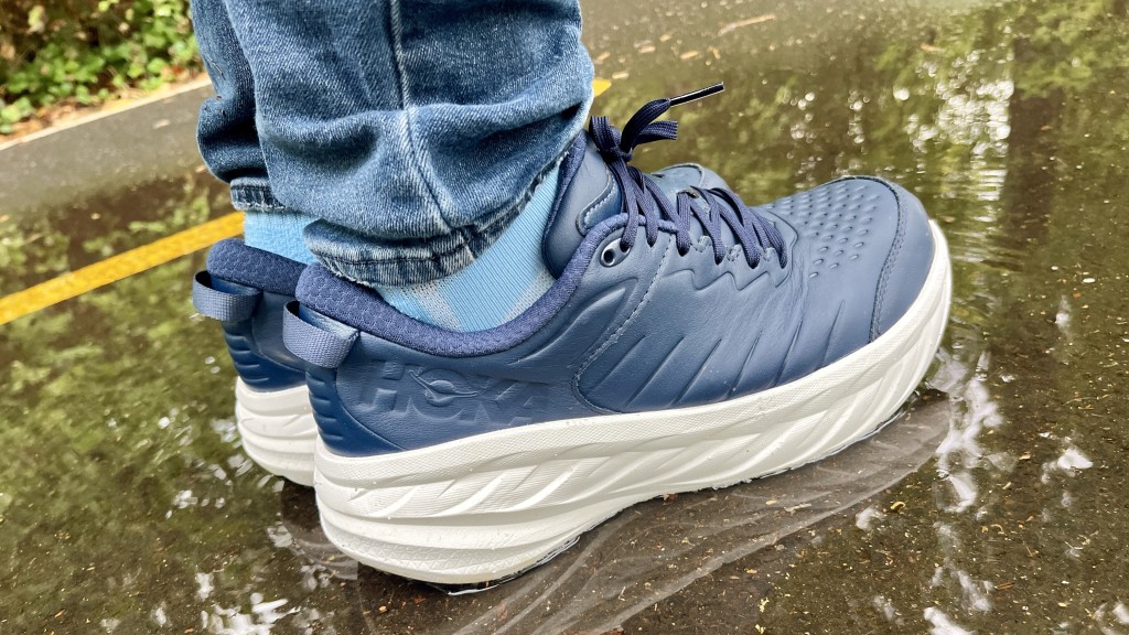 hoka bondi sr - with water-resistant uppers and slip-resistant soles, puddles don't...