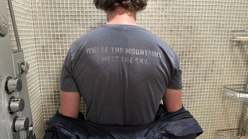 after 5+ minutes in the shower, our undershirt remained completely...