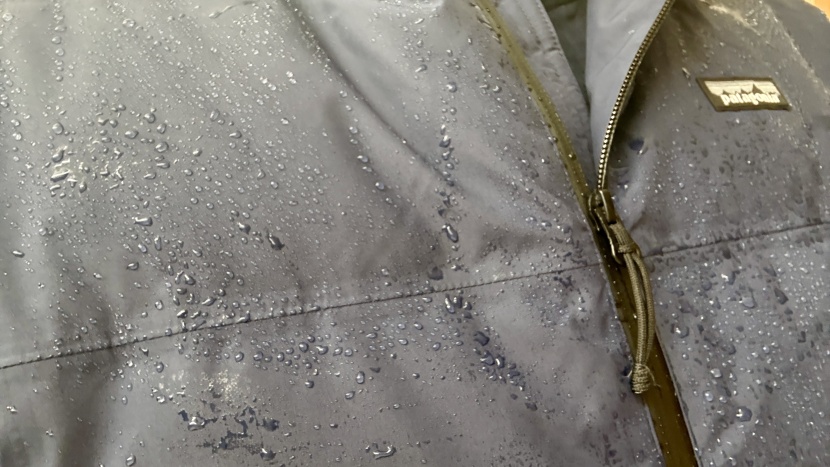 water beads up easily on the fabric.