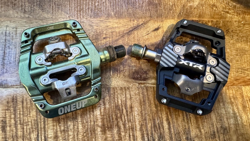 shimano xtr m9220 pedal - shimano xtr with the oneup clip pedal side by side. the oneup is...