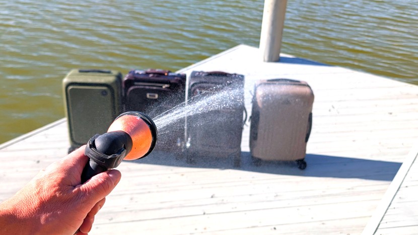 putting our travelpro to the test. we didn't like doing it to such a...