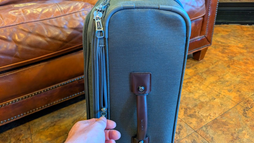 the travelpro's flared expansion system is wider at the bottom than...