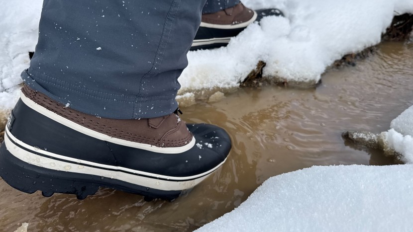 the sorel caribou rubber bottoms are waterproof and the...