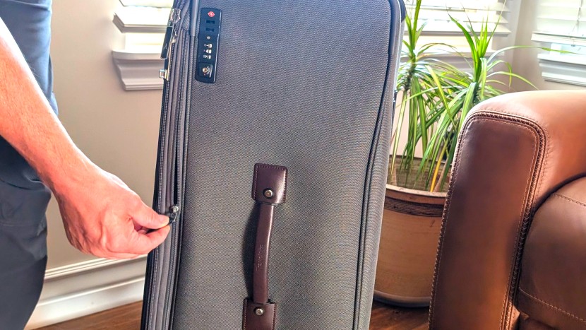 a flared expansion pouch gives the travelpro about an extra two...