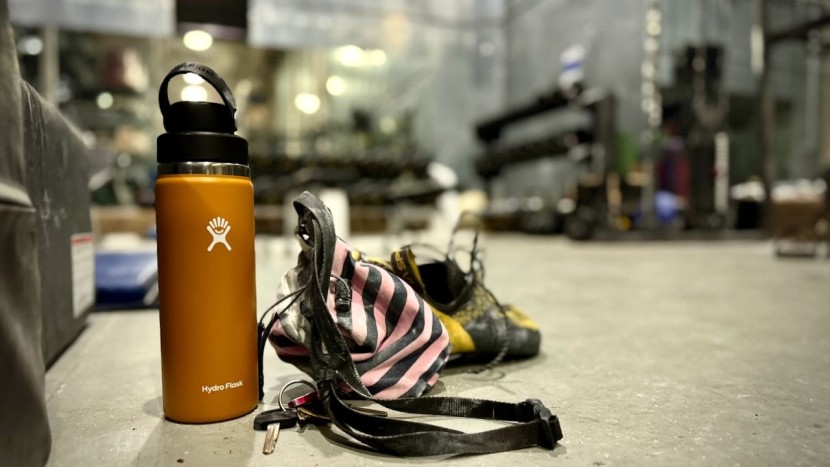 the hydro flask wide mouth features a variety of lids to swap...