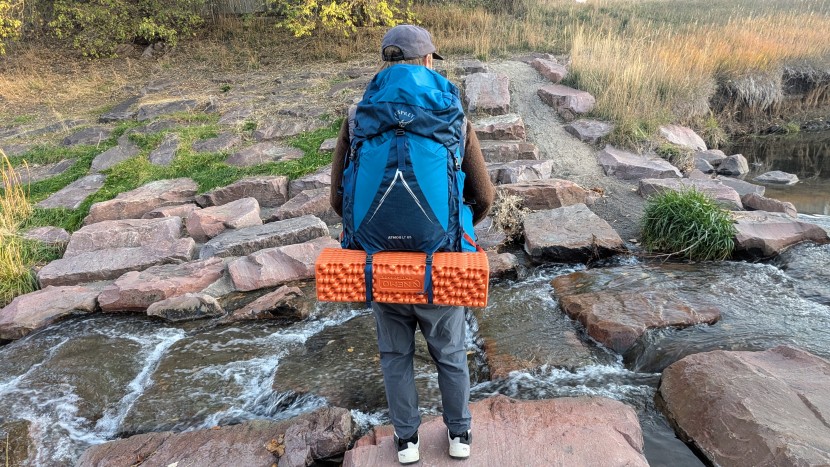 the osprey atmos ag lt 65 has external straps to clip large items...