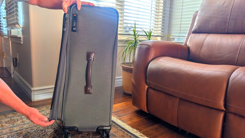 a flared expansion pouch gives the travelpro about an extra two...